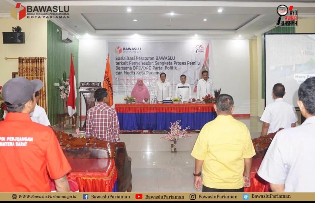 Bawaslu Kota Pariaman Gelar Sosialisasi Perbawaslu terkait tentang Penyelesaian Sengketa Proses Pemilu