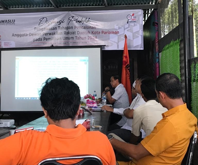 Bawaslu Kota Pariaman Gelar Diskusi Publik Pengawasan Tahapan Pencalonan Anggota Dewan Perwakilan  Rakyat Daerah Kota Pariaman pada Pemilu 2024