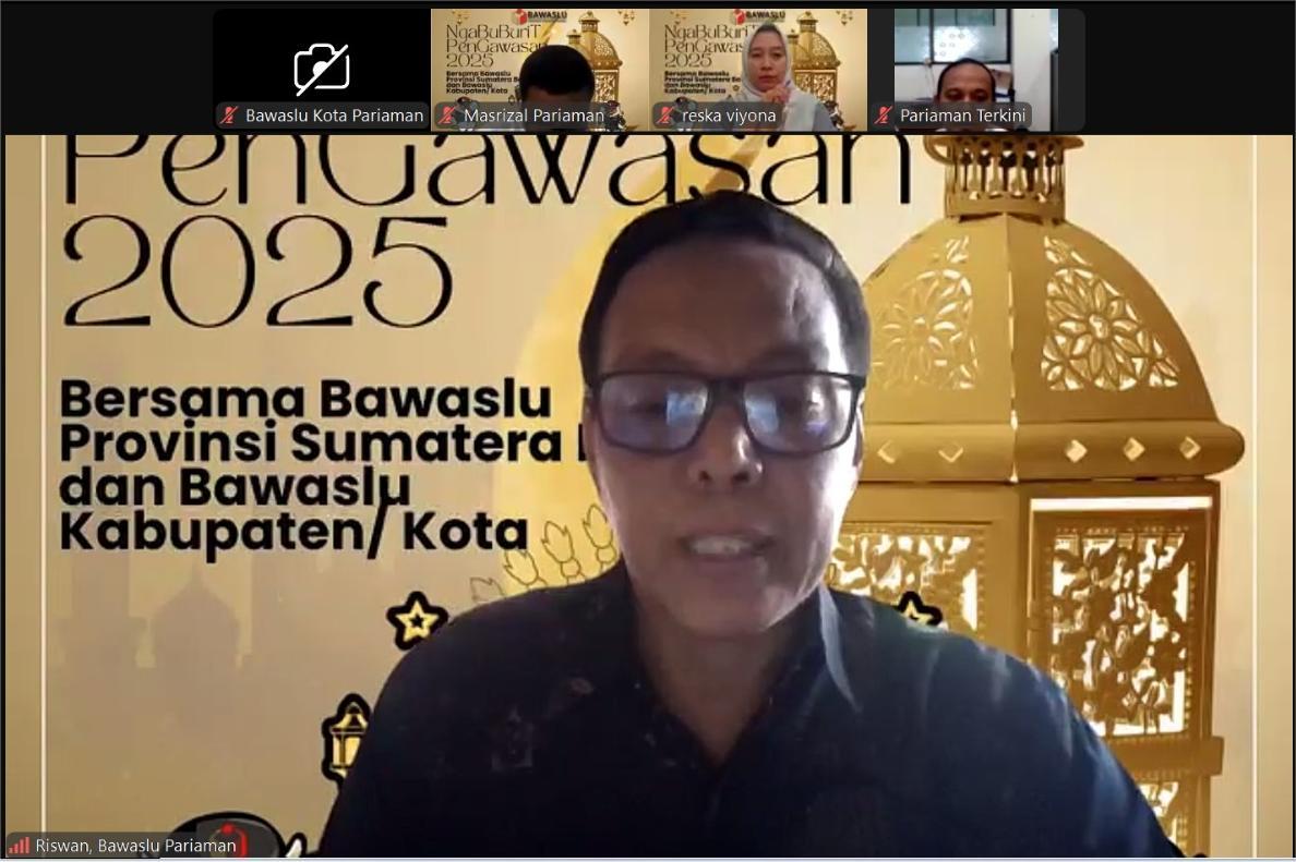 Bawaslu Pariaman laksanakan ngabuburit pengawasan bersama Bawaslu Provinsi dan Bawaslu Kabupaten/Kota se-Sumatera Barat via zoom, 14/03/25