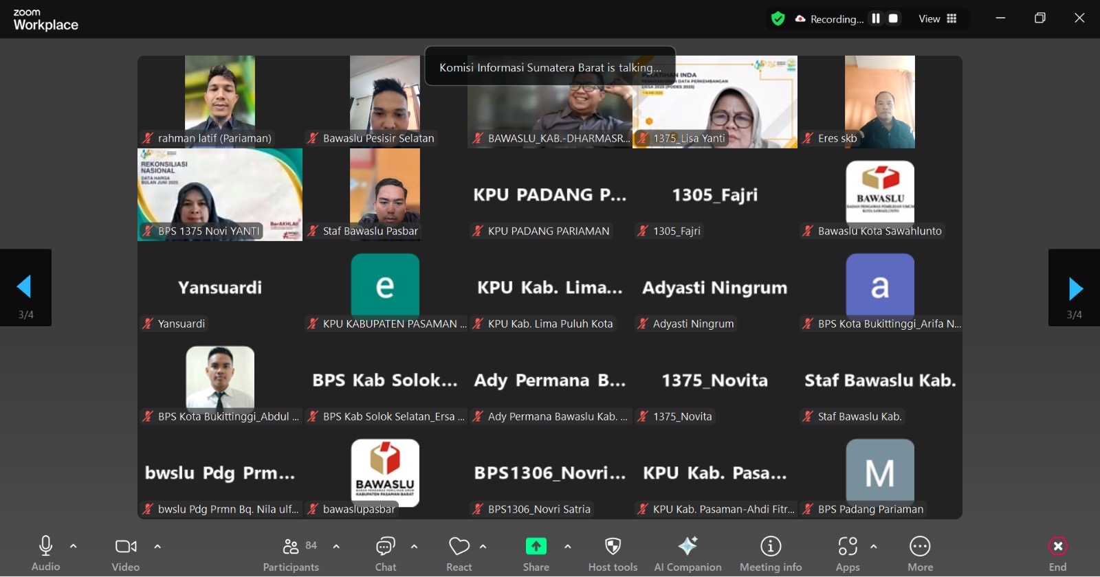 Zoom terkait bimtek monev Keterbukaan informasi publik, 14/07/25