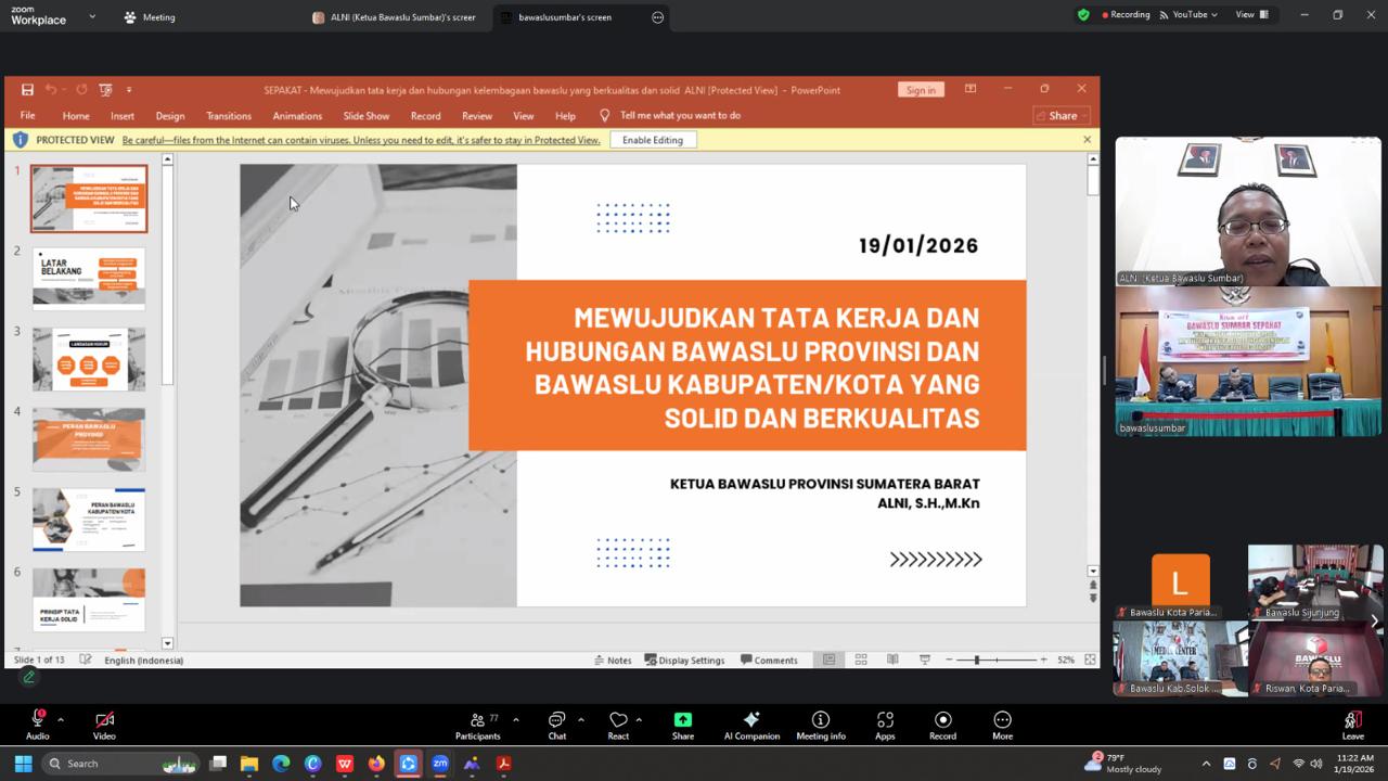 Kick Off Bawaslu Sumbar Sepakat Bawaslu Provinsi Sumatera Barat, 19/01/2026