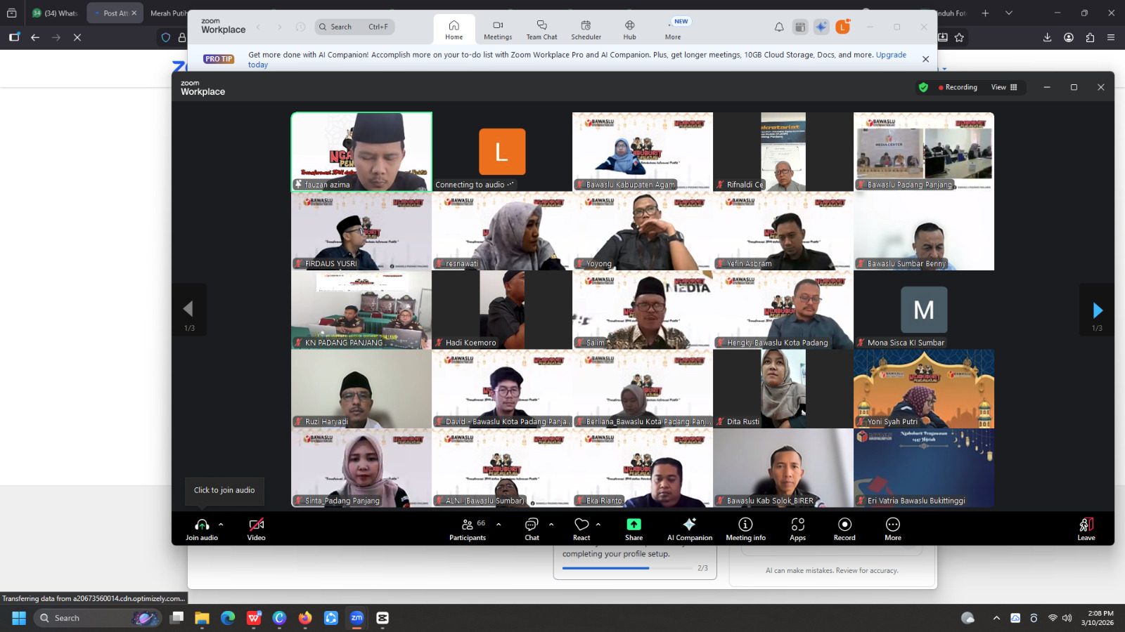 Bawaslu Kota Pariaman dalam kegiatan Ngabuburit pengawasan Bawaslu Kota Padang Panjang, 10/03/2026