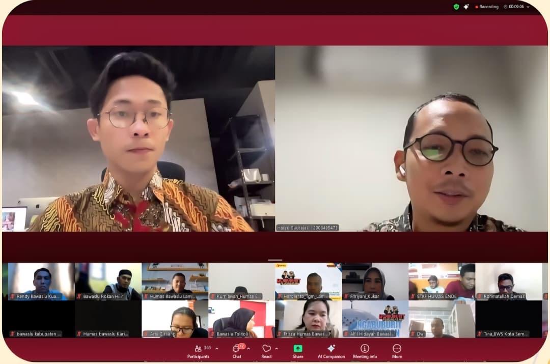 Bawaslu Kota Pariaman dalam Rapat Kehumasan Bawaslu RI, 13/03/2026