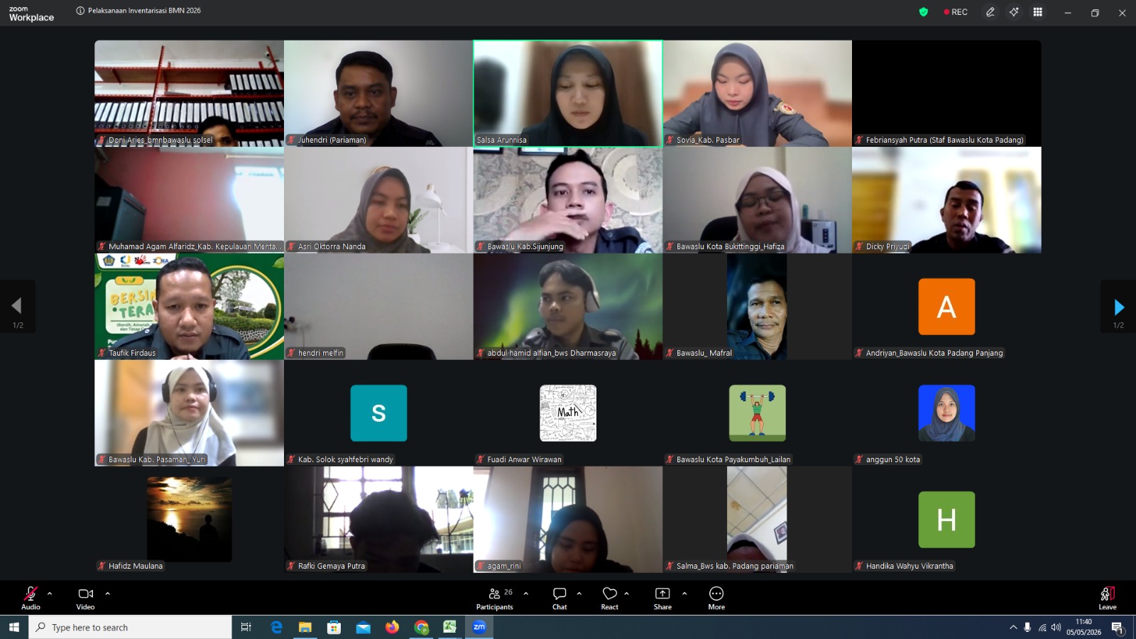 Rapat Monitoring inventarisasi dan audit Barang Milik Negara (BMN) Bawaslu Provinsi se-Sumatera Barat, selasa 05/05/2026