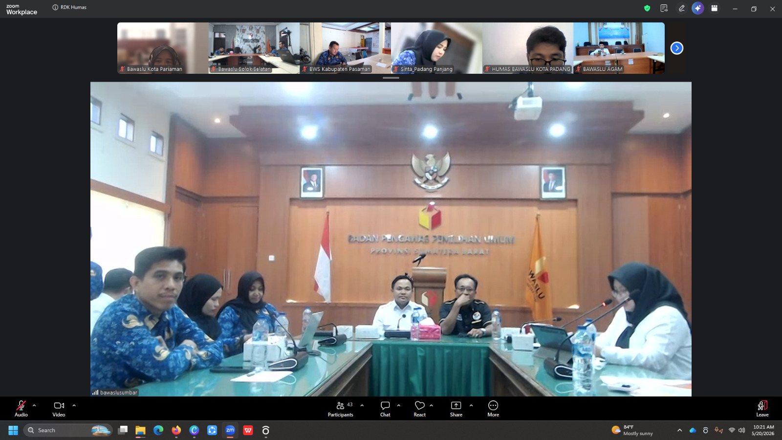 Rapat Penguatan Kemitraan Strategis bersama Media Massa yang diselenggarakan oleh Bawaslu Provinsi Sumatera Barat, Rabu (20/05/2026)