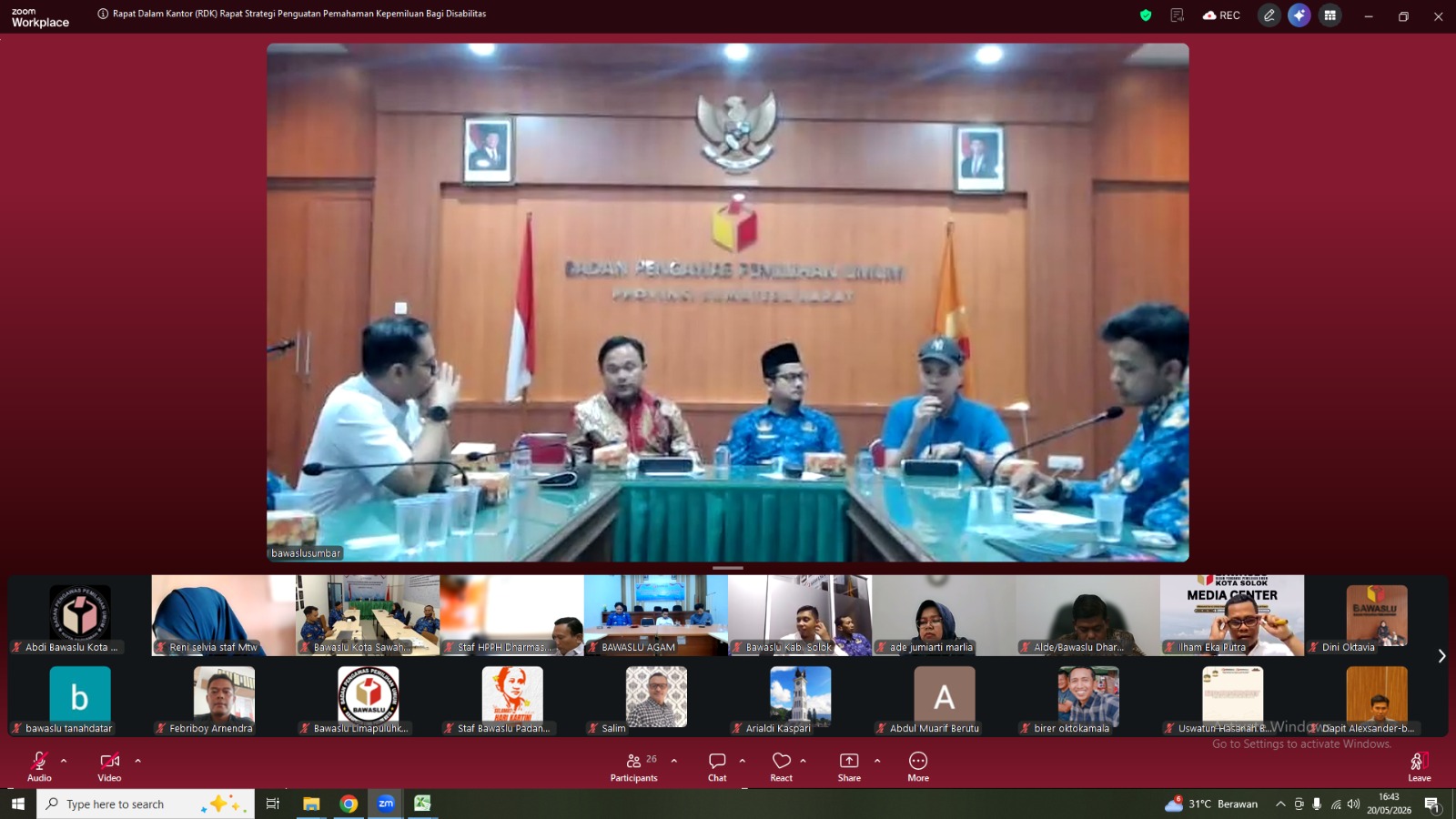 Rapat Strategi Penguatan Pemahaman Kepemiluan Bagi Disabilitas, rabu 20/05/2026