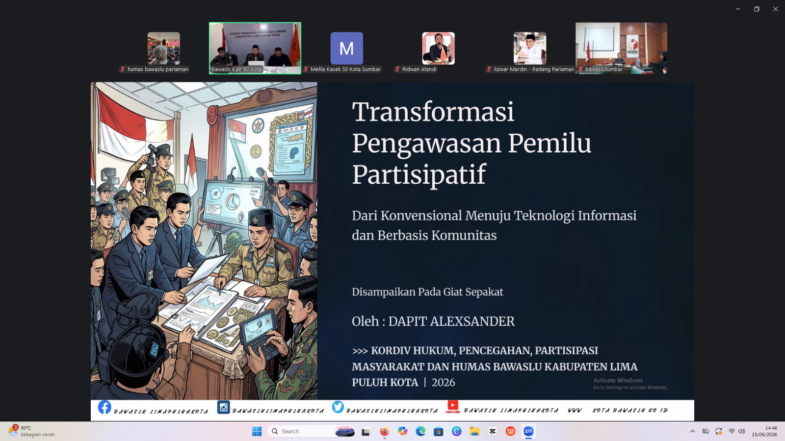 Bawaslu Pariaman mengikuti Diskusi Sepakat, senin 15/06/26