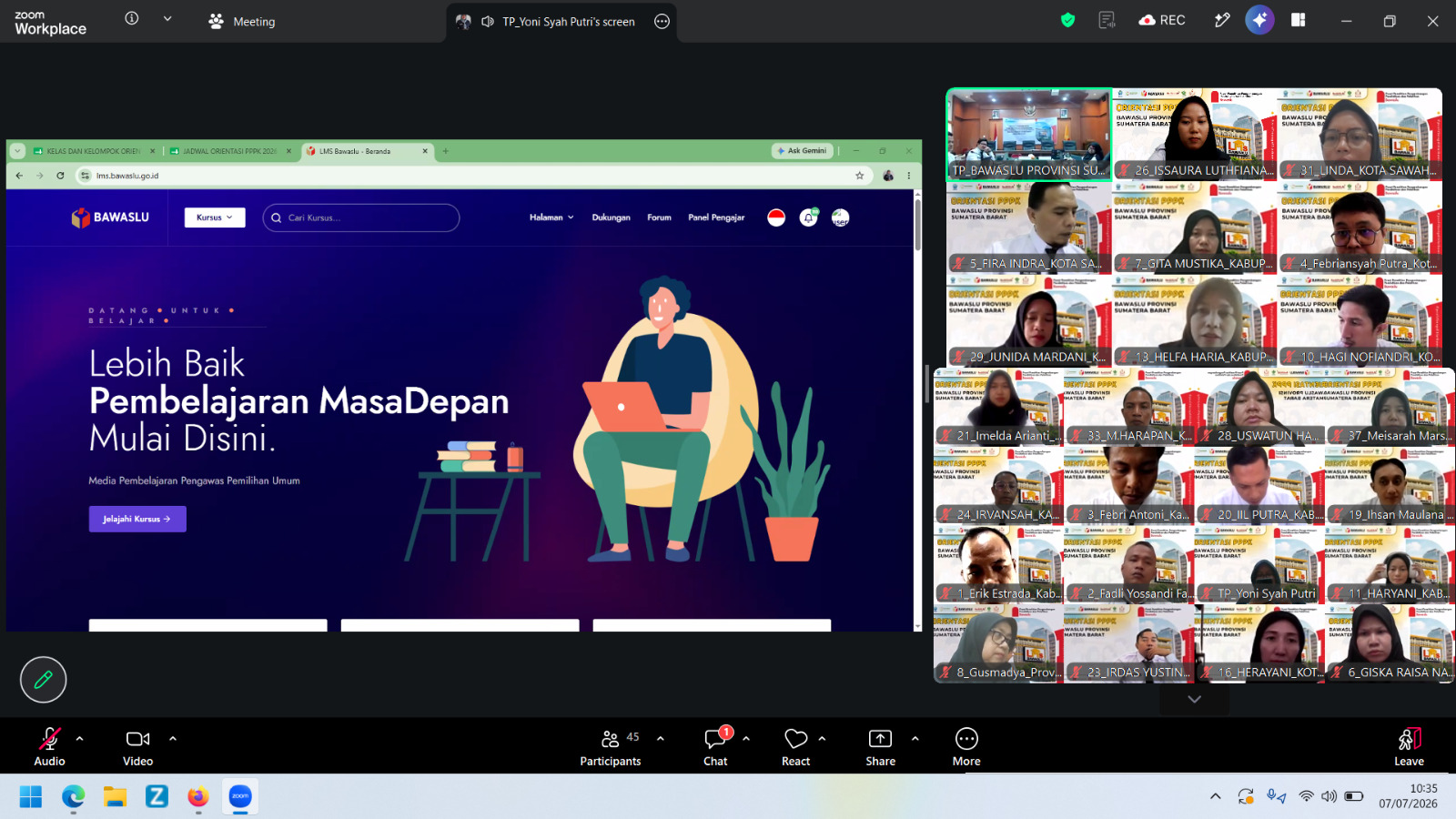 PPPK Bawaslu Kota Pariaman mengikuti hari pertama Orientasi Distance Learning Kelas II yang diselenggarakan secara daring pada selasa, 07/07/26