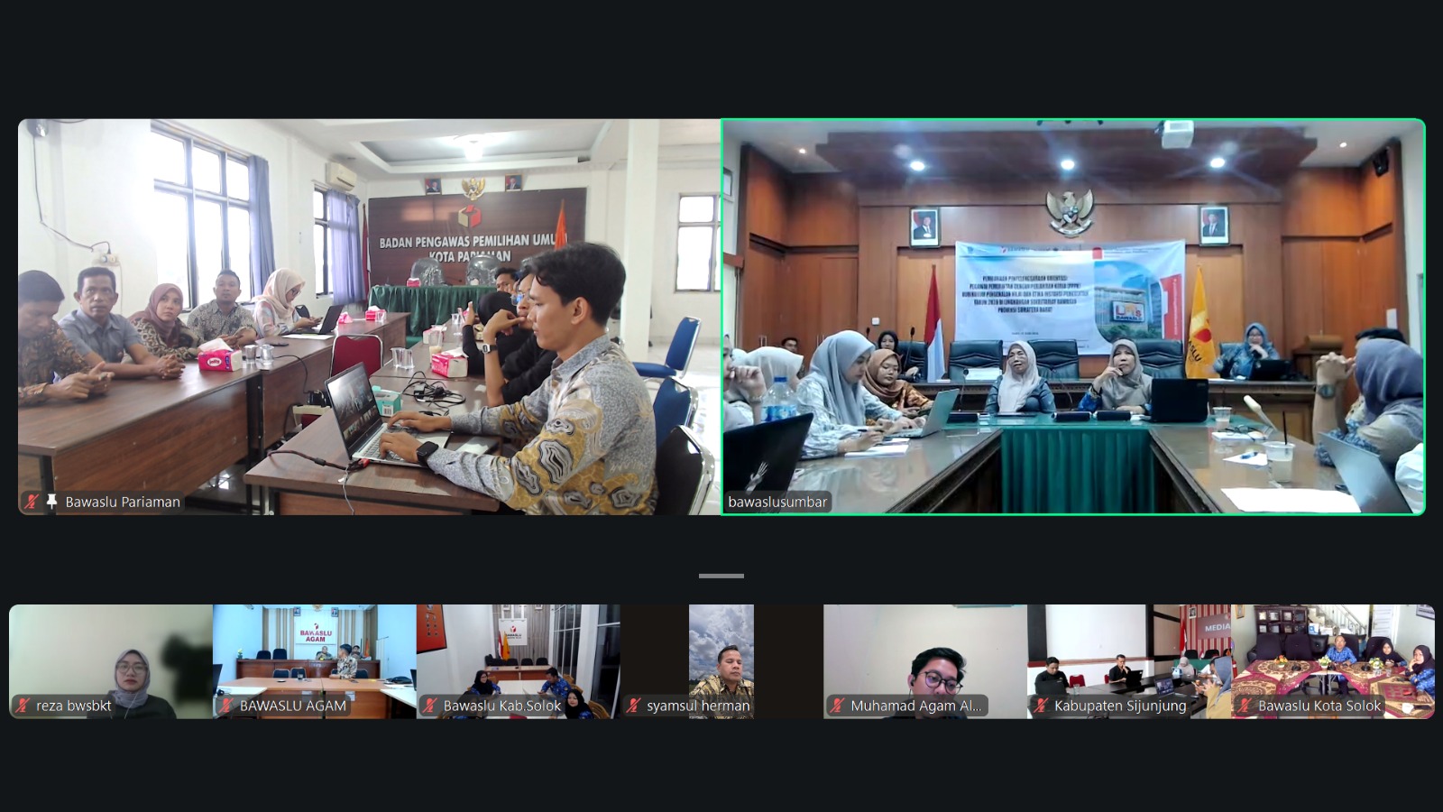 Bawaslu Kota Pariaman mengikuti Rapat Pengelolaan Sasaran Kinerja Pegawai (SKP) dan Tunjangan Kinerja di lingkungan Bawaslu Provinsi Sumatera Barat, 09/07/2026.