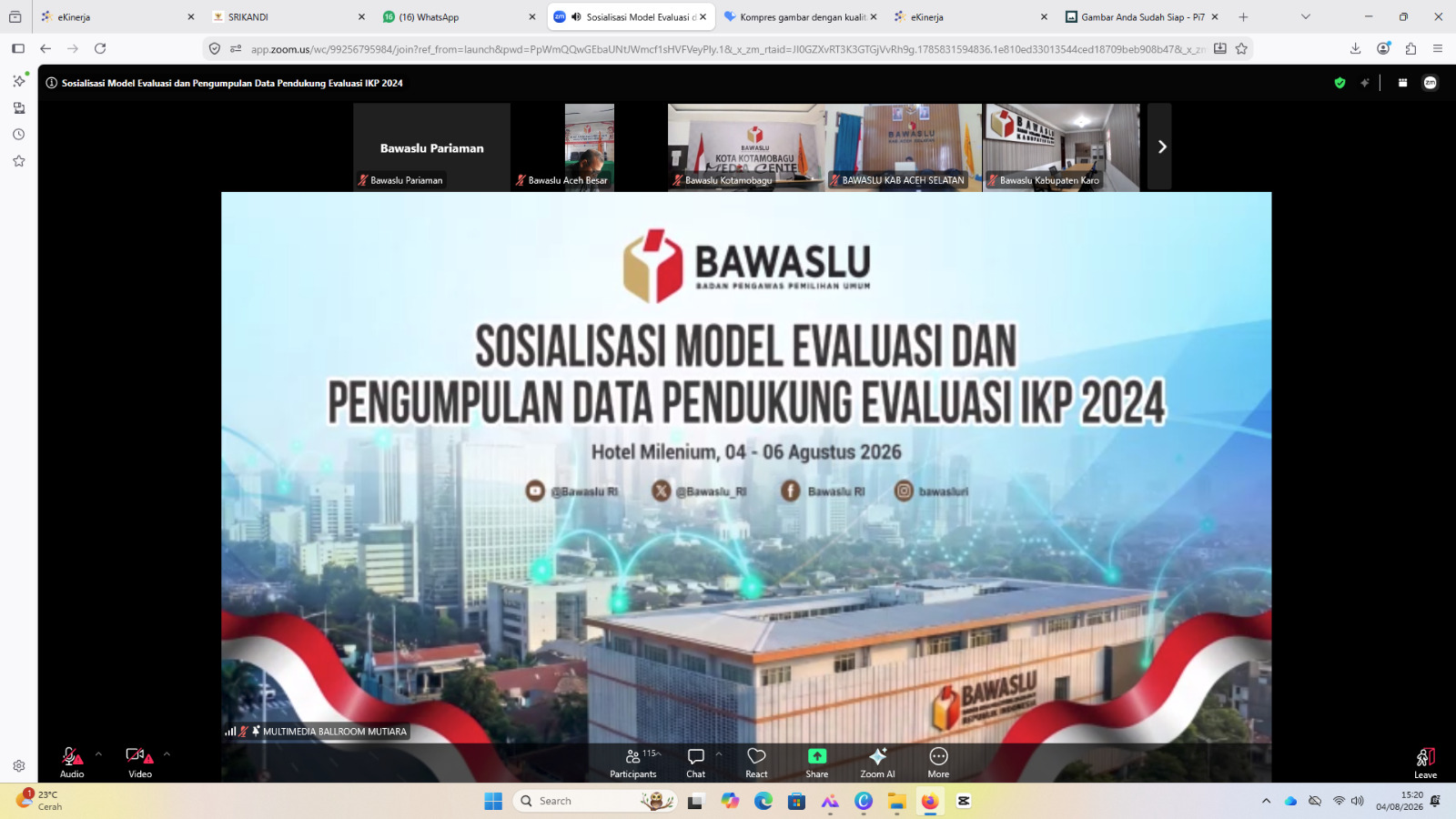 Bawaslu Pariaman Ikuti Sosialisasi Pengumpulan Data Evaluasi IKP 2024, 04/08/26