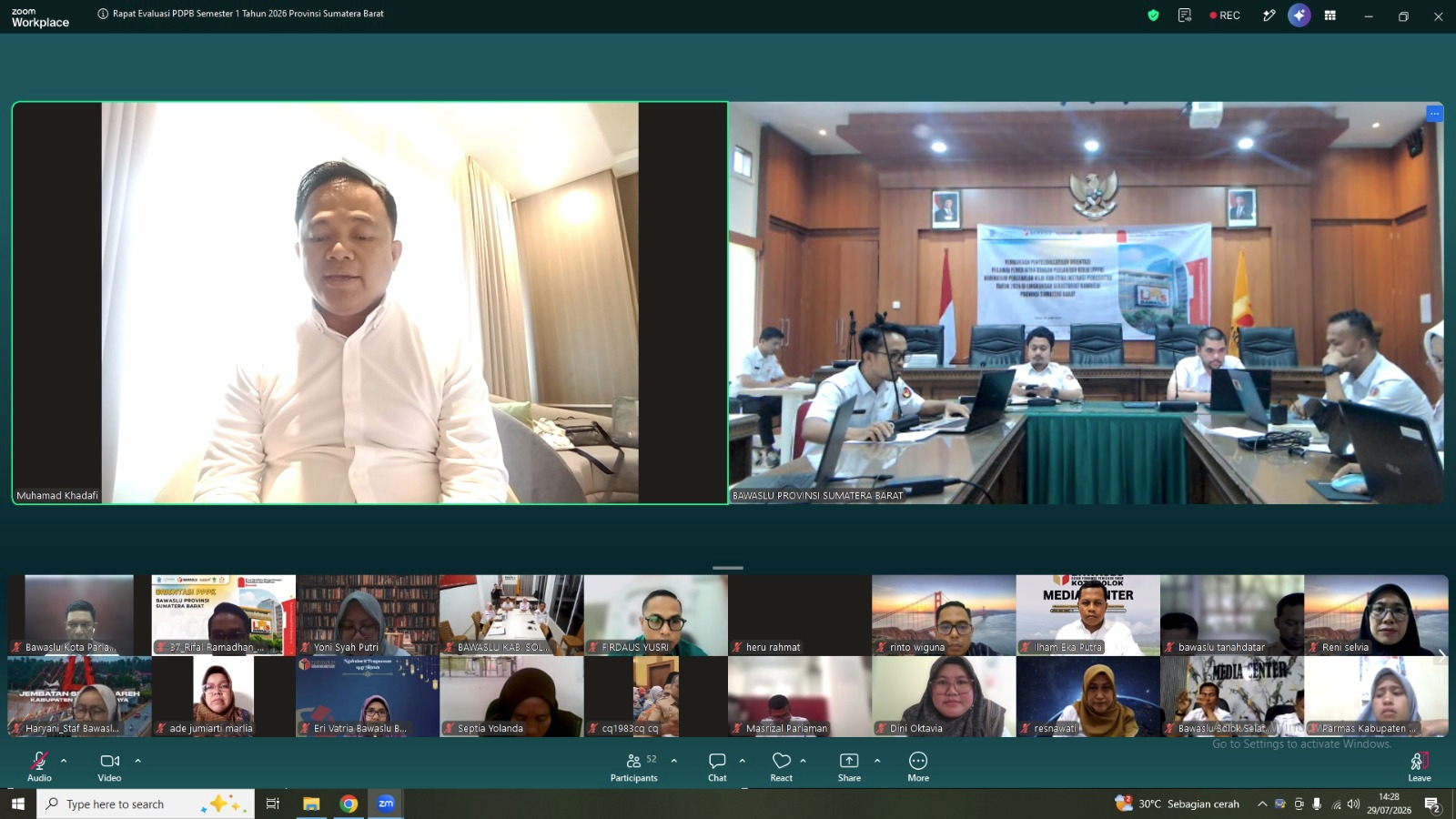 Rapat EValuasi PDPB Semeseter I Provinsi SUmatera Barat, 28/07/26