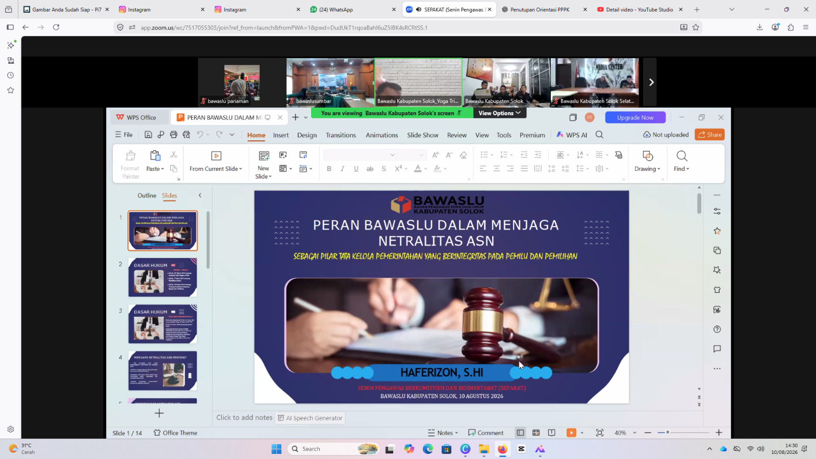 Diskusi Sepakat bersama Bawaslu Kabupaten Solok, senin 10/08/26