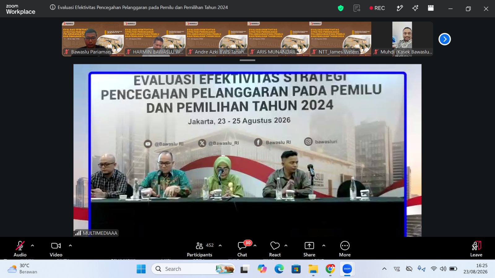 Kegiatan Evaluasi Efektivitas Strategi Pencegahan Pelanggaran Pemilu dan Pemilihan 2024, 23/08/26